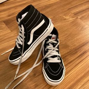 Vans Kids Sz 2 Black & White High Top Sneakers